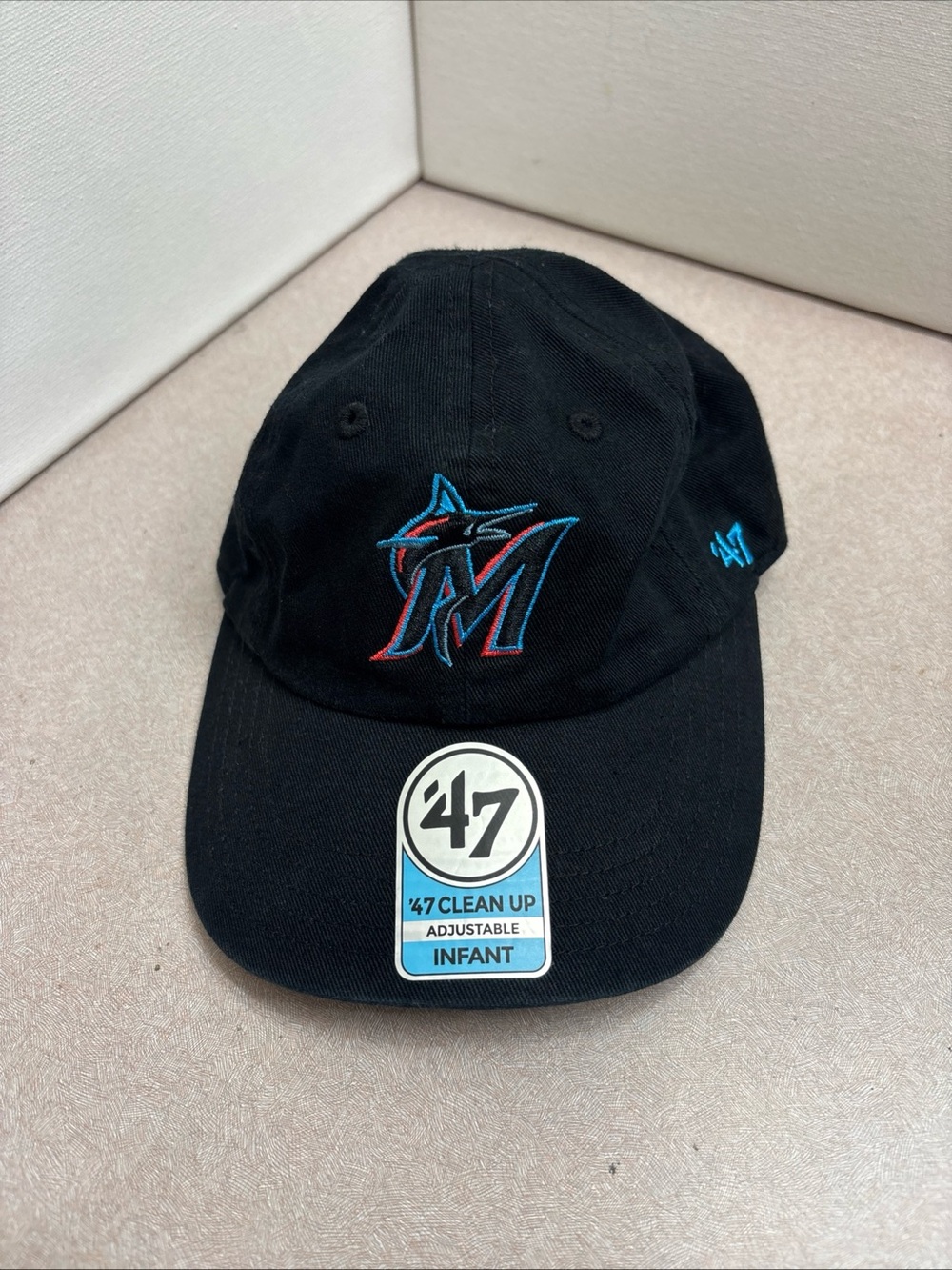 Miami Marlins 47’ Clean Up Kids Infant Black Hat Cap Adjustable Stretch Fit MLB
